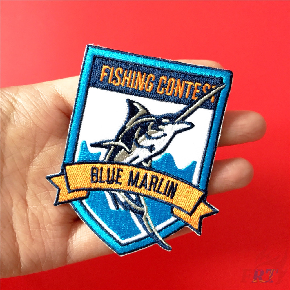 Miếng dán ủi thêu họa tiết Blue Marlin dùng trong may vá DIY
