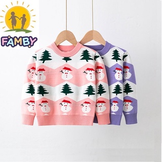 Áo len bé gái noel thời trang trẻ em thu đông 2 đến 8 tuổi siêu ngộ nghĩnh famby