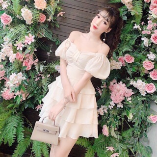 💃🏻Đầm Lụa Nữ Bốn Tầng Kiểu Dáng Tiểu Thư Bánh Bèo Xinh