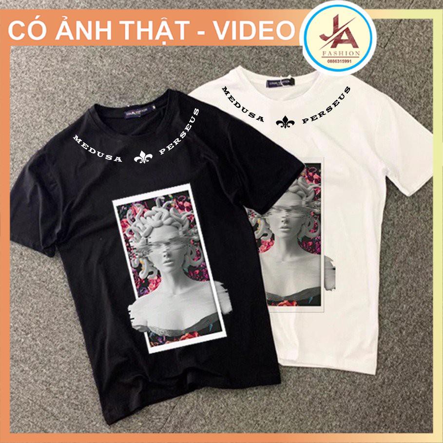 Áo thun tay lỡ tượng medusa hoa nhiều màu , áo phông unisex nam nữ JASHOP