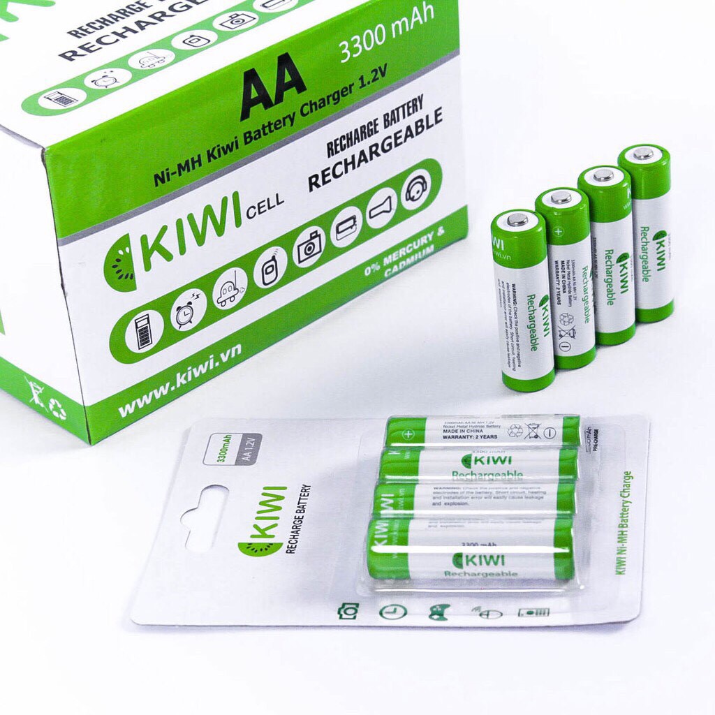 Pin sạc Kiwi AA 3300mAh vỉ 4 viên