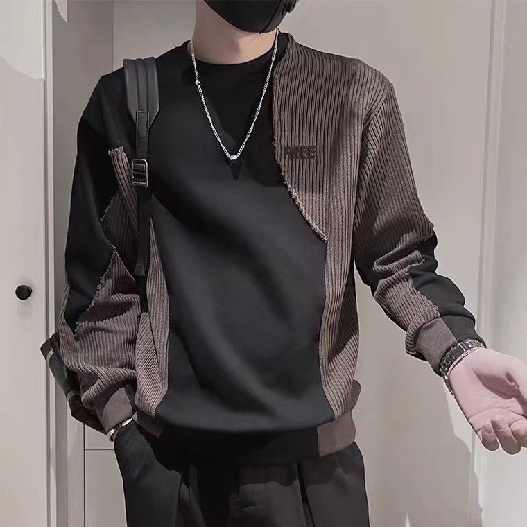 Áo Thun Tay Dài Cổ Tròn Họa Tiết Kẻ Sọc Đơn Giản Thời Trang Mùa Thu Cho Nam