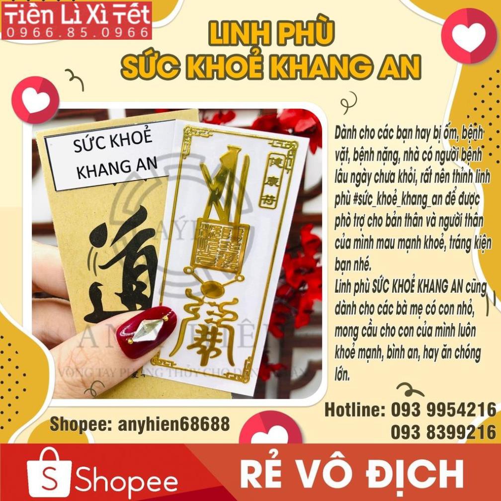 Lá dán Sức khỏe Khang an ( Đã trì chú, Decal linh phù dán điện thoại- GIÁ SỈ)
