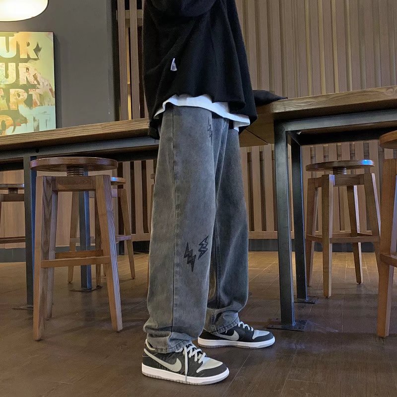 Quần jeans dài ống rộng lưng thun dây rút thời trang cho nam