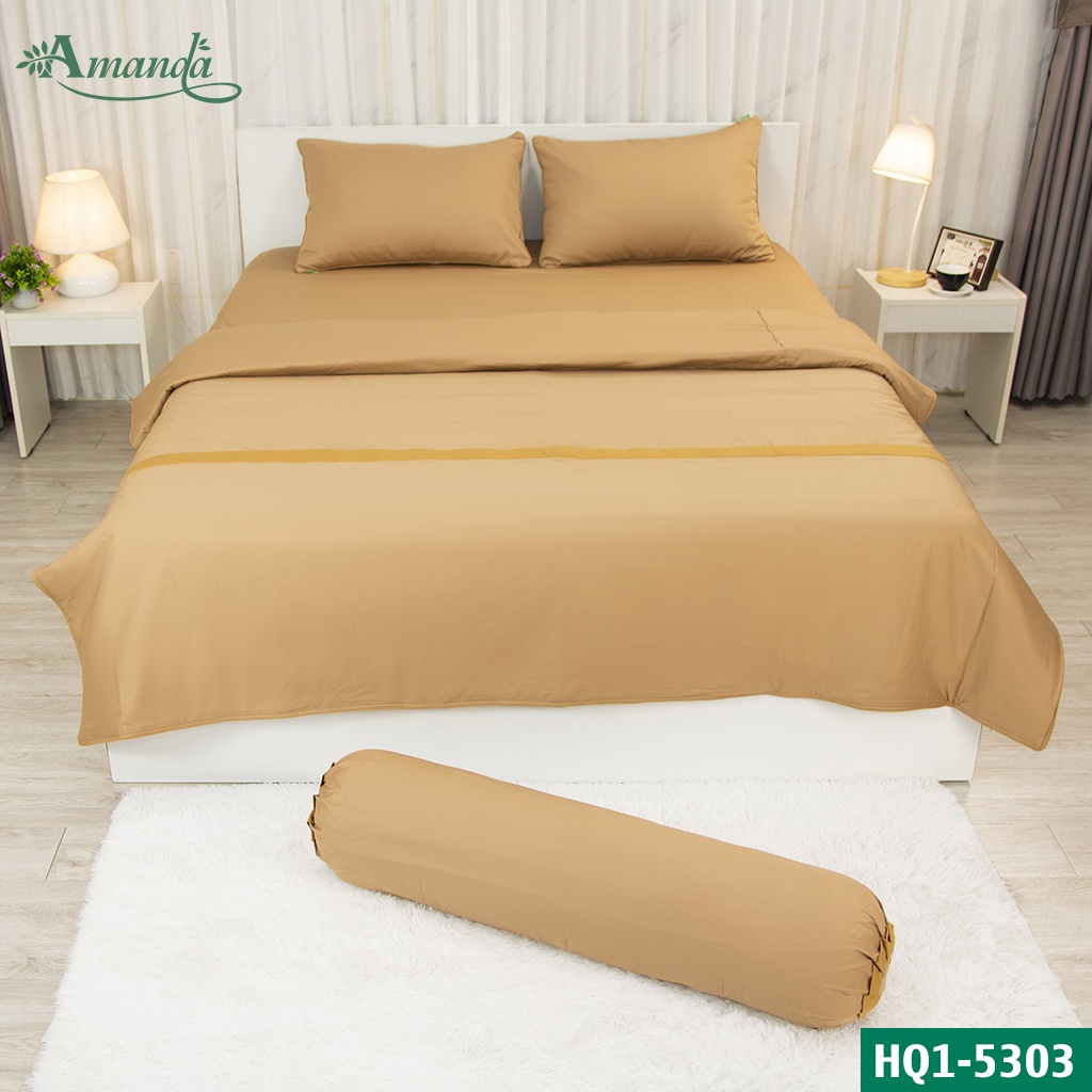Chăn ga gối Amanda HQ1-5303, vải cotton Hàn Quốc đơn sắc thích hợp cho mọi không gian phòng ngủ