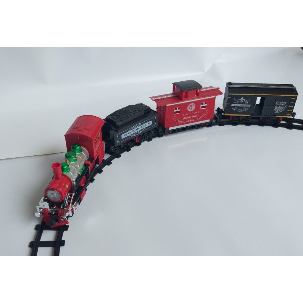 Đồ chơi tàu hỏa chạy trên đường ray Classic Train cửa mở được có hiệu ứng đèn khói nhạc