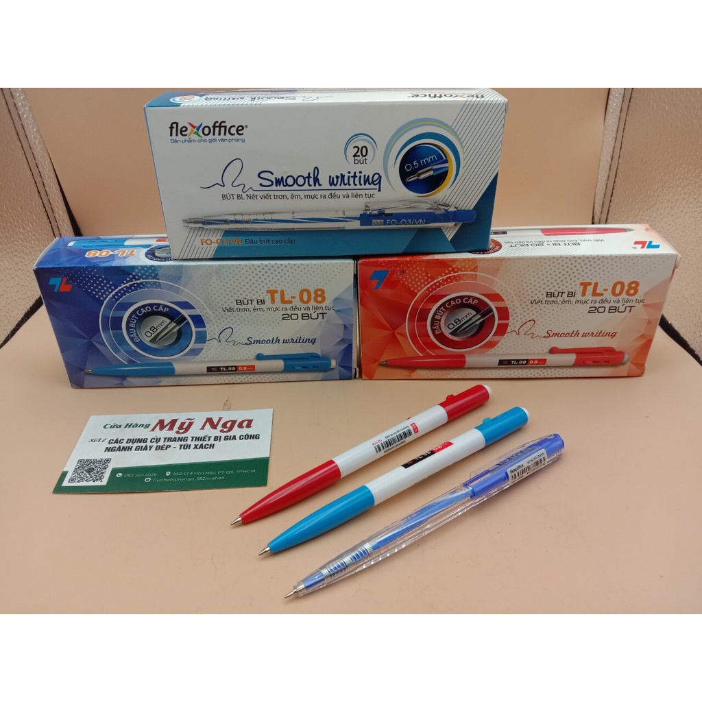Bút bi thiên long xanh và đỏ ngòi 0.5mm - 0.8mmTL-08 ( hộp 20 cây )