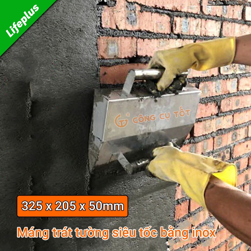 Máng trát tường siêu tốc bằng inox dày 0.8mm cỡ 325 x 205 x 50mm