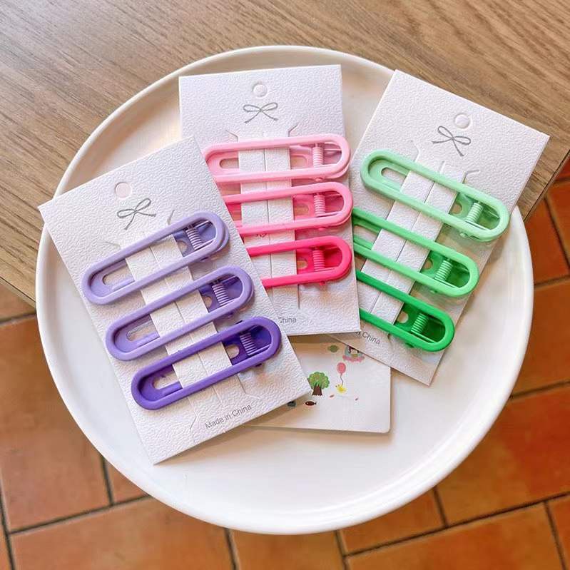 Set 3 kẹp tóc mái trơn màu sắc đơn giản cho nữ thời trang K57