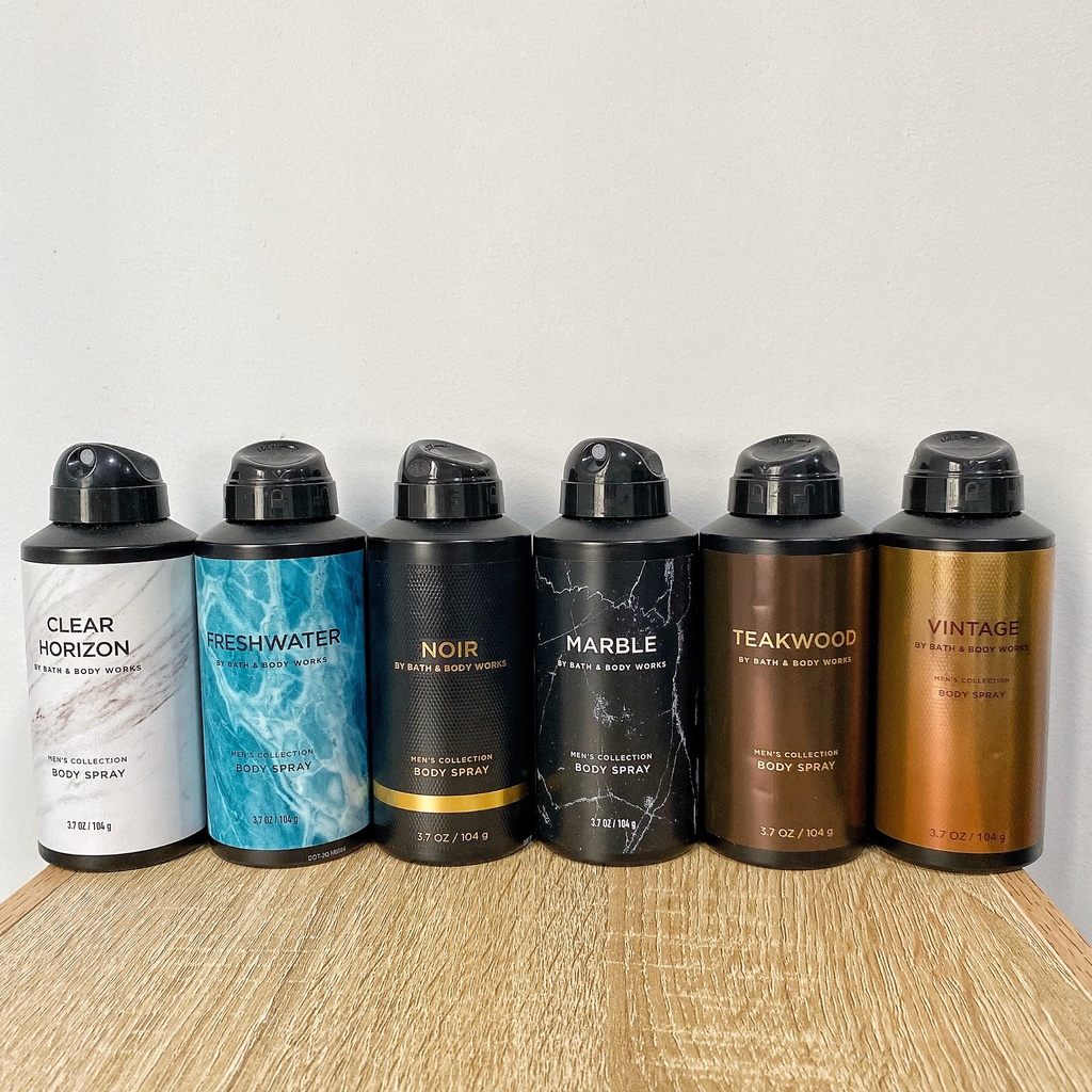 (Nhiều mùi) XỊT THƠM NAM - BODY SPRAY FOR MEN BATH AND BODY WORK (Noir, Teakwood, Marble,...)