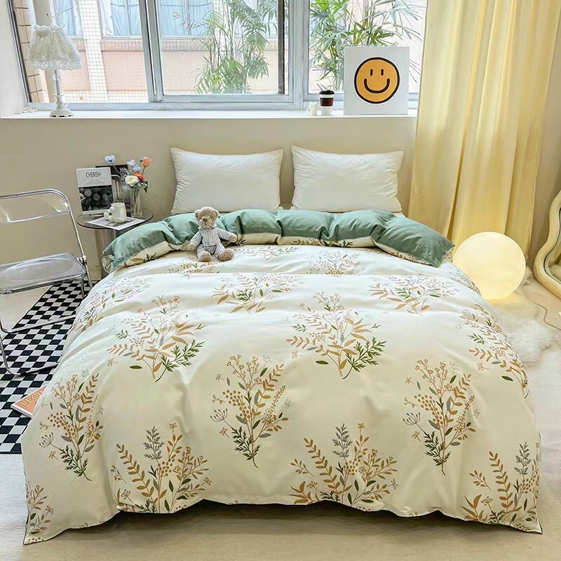 Bộ chăn ga gối ⚡CAO CẤP⚡ Chăn ga cotton hình hoa nhí dễ thương - không xù lông, không phai dễ dàng vệ sinh