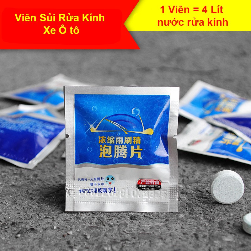 [HÀNG CÓ SẴN] Viên Sủi Rửa Kính Xe Ô tô - Viên Pha Nước Rửa Kính Xe - Làm Sạch Vết Bẩn Trên Đồ Đạc (1V = 4 Lít)