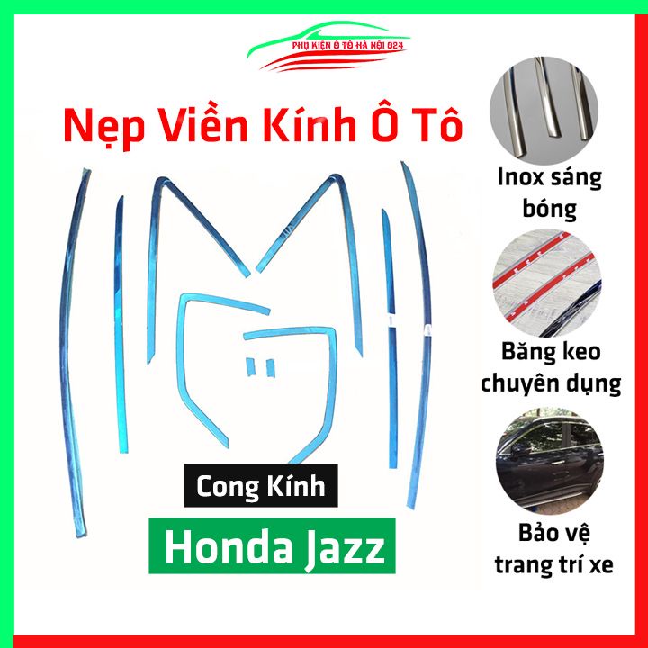 Bộ nẹp viền cong kính Inox Cho Honda Jazz