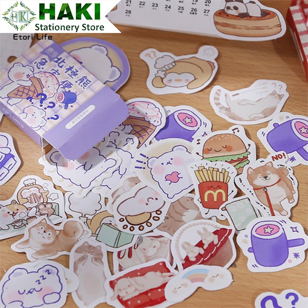 Sticker cute động vật dễ thương HAKI, hình dán cute 45 sticker đáng yêu giá rẻ ST12