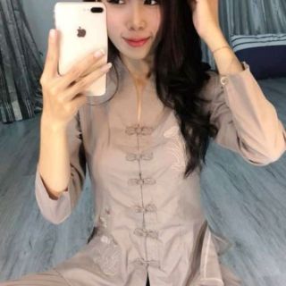 Đồ lam đi chùa - Bà Lai Tim - Màu Đất