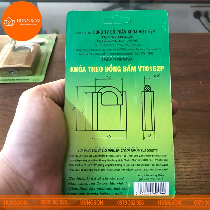 KHÓA CẦU NGANG ĐỒNG CHỐNG CẮT VIỆT TIỆP 0162P