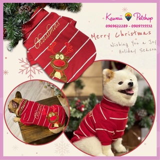Áo body cổ lọ noel cho chó mèo