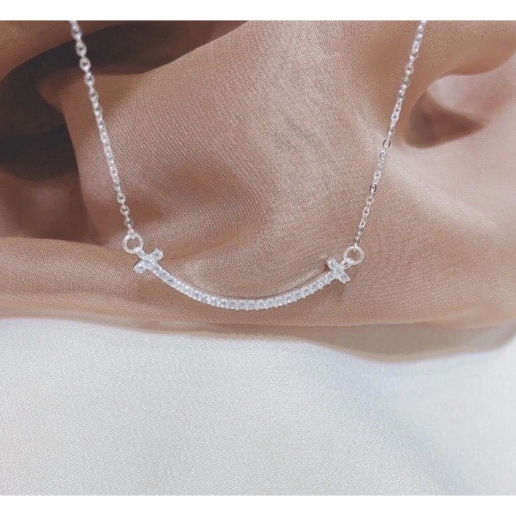 Dây chuyền nữ nụ cười đính đá rất hót - Kho sỉ bạc Nhất Linh