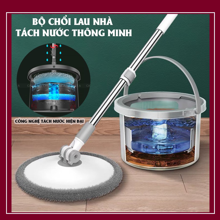 Chổi lau nhà thông minh xoay 360 độ công nghệ vắt ly tâm, Tách nước thải công nghệ hiện đại, sạch bong sáng bóng