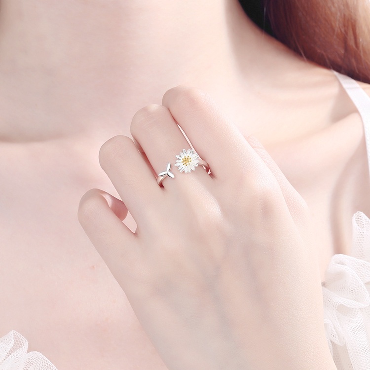 Nhẫn nữ hoa cúc họa mi bạc S925 xinh xắn - N93