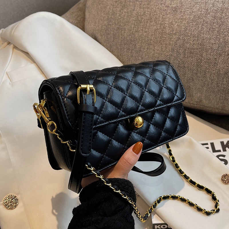 Túi Đeo Chéo Màu Đen Đính Kim Cương Giả Thời Trang Cho Nữ