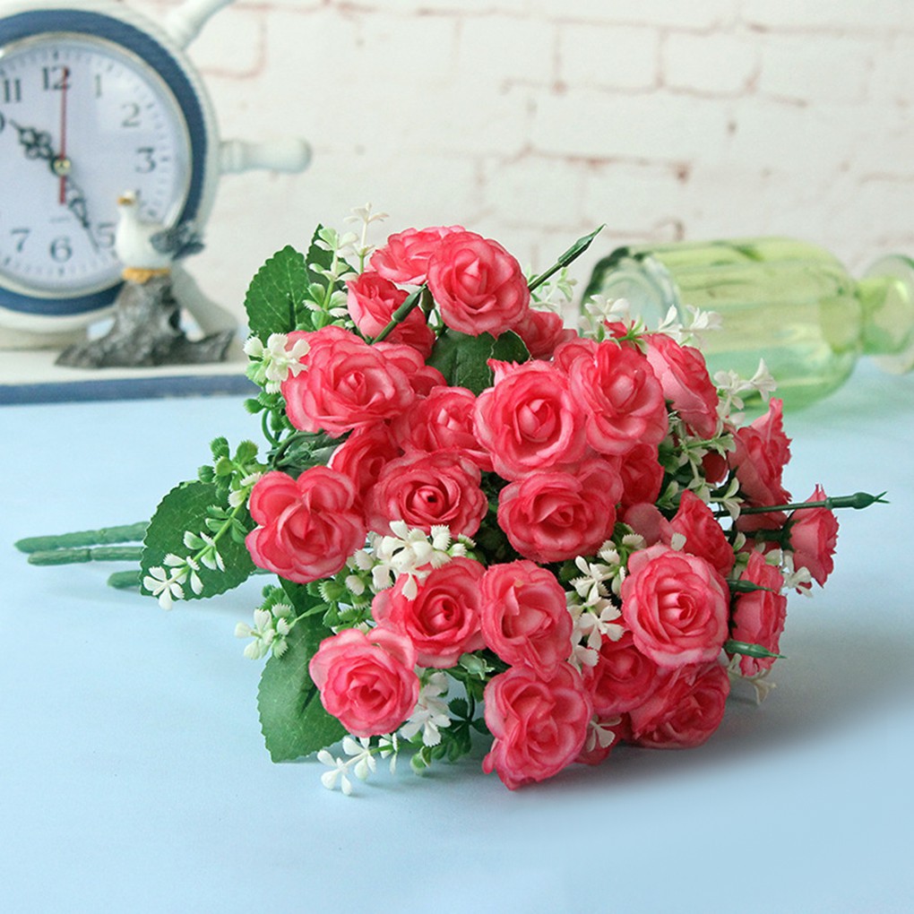 Bó Gồm 15 Hoa Hồng Giả, Bằng Vải Lụa, Hình Hoa Hồng Cuộn Tròn, Dùng Trang Trí Nhà, Trang Trí Đám Cưới