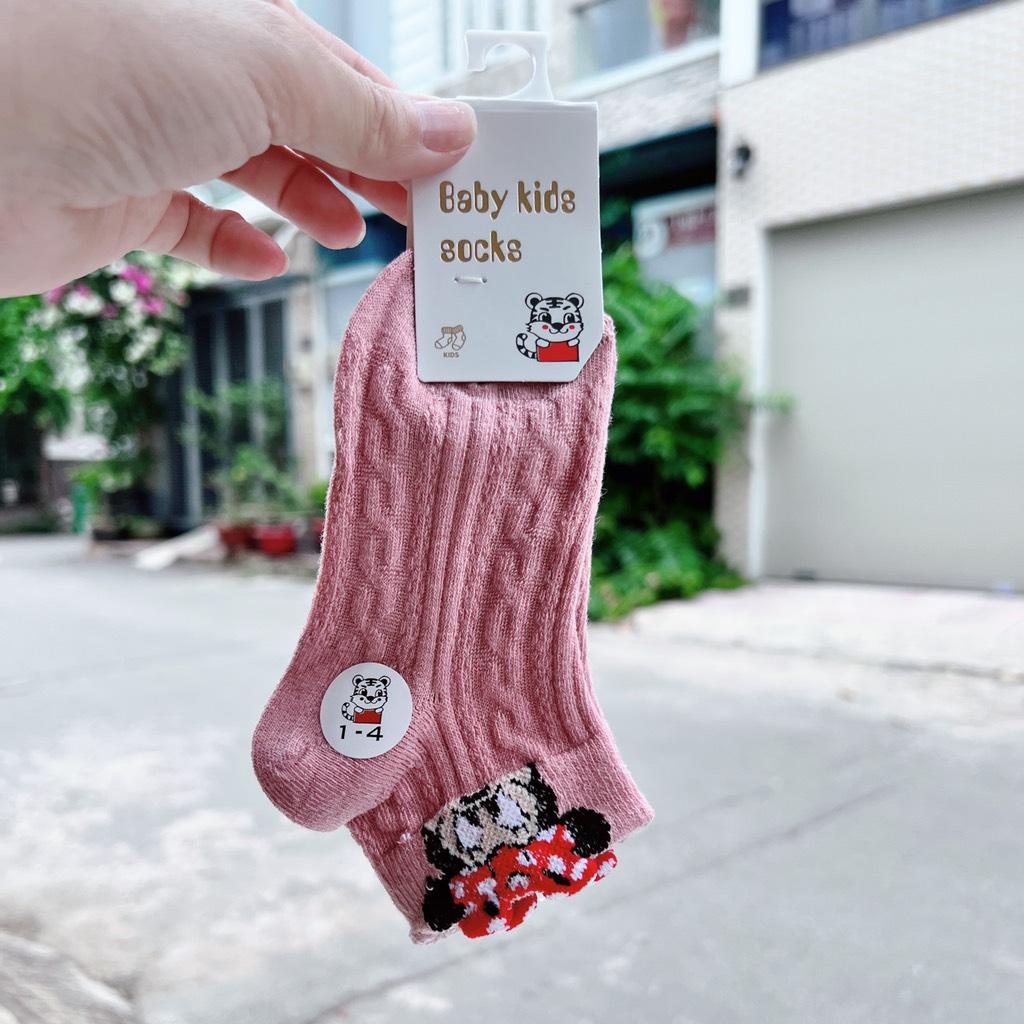 Set 10 đôi vớ nhiều màu dày dặn hình Mickey cho bé gái có size từ 1-12 tuổi