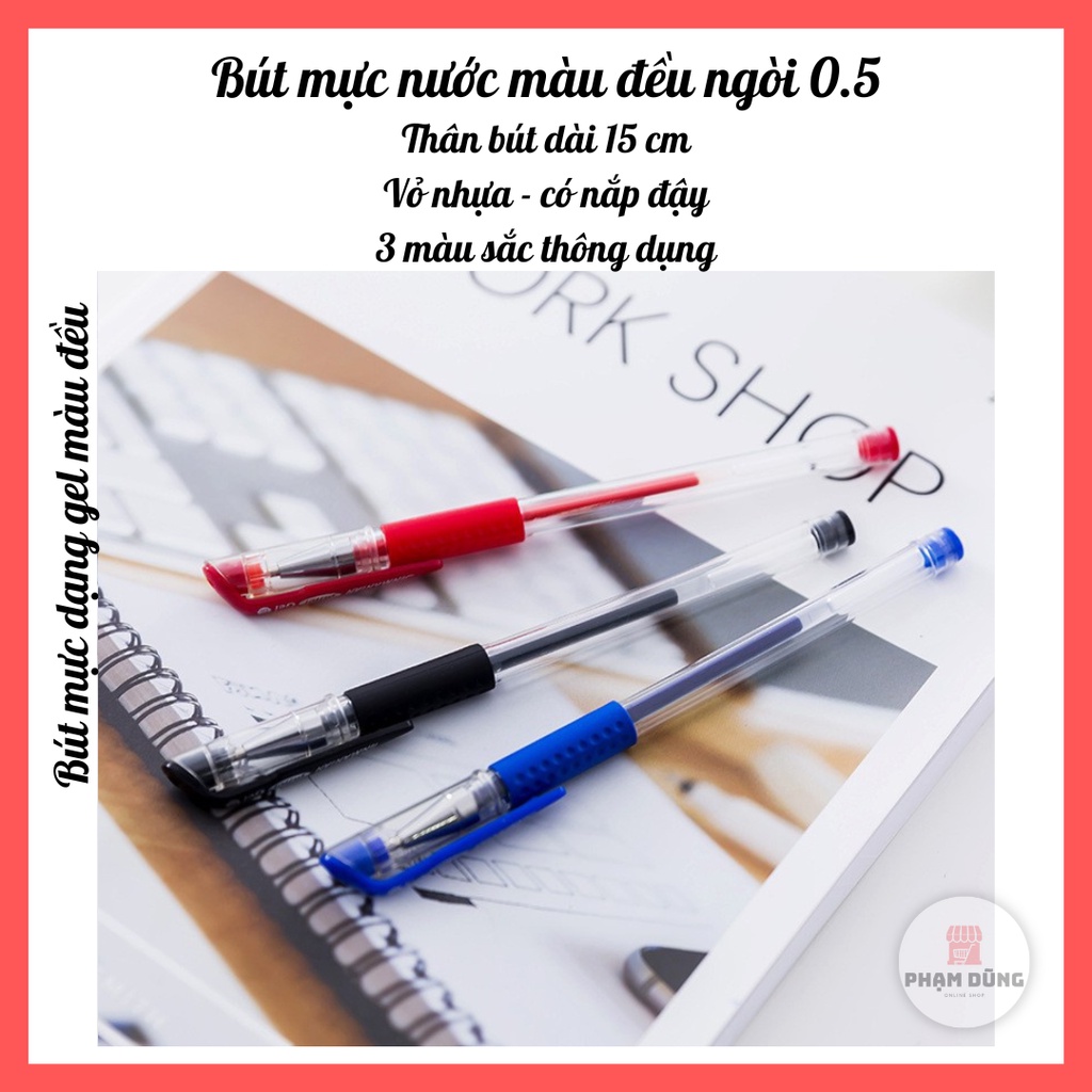 Bút mực nước màu đều ngồi nhỏ 0.5mm , bút bi nước học sinh văn phòng
