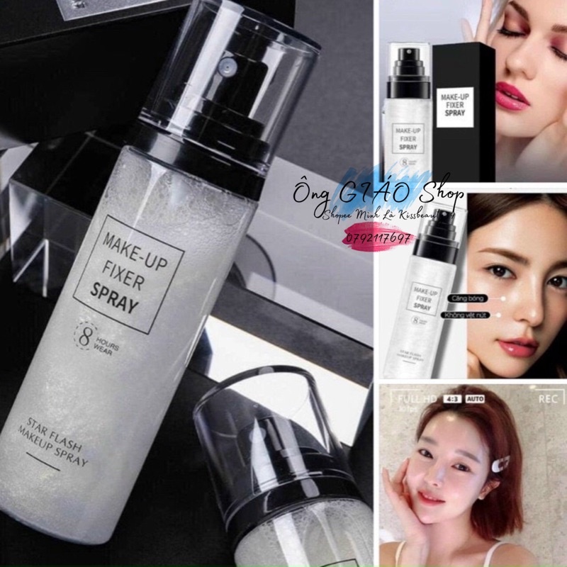 Xịt khoá makeup giữ chặt lớp nền trang điểm FIXER SPRAY Hunmui có nhũ makeup hot tiktok