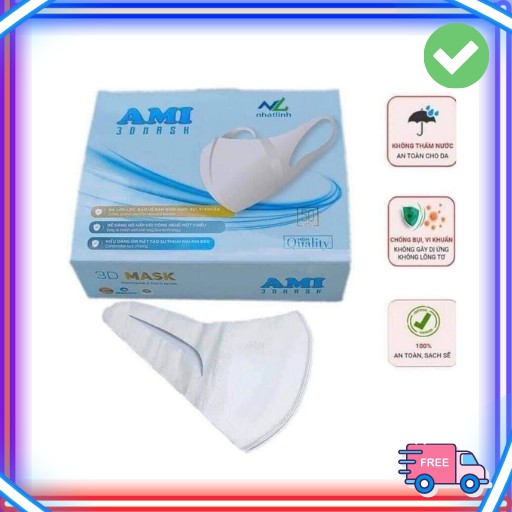 Khẩu Trang AMI 3D MASK Hộp 50c Kháng Khuẩn ,Ngăn Bụi Mịn, Bảo Về Đường Hô Hấp  - HOT 🔥🔥🔥
