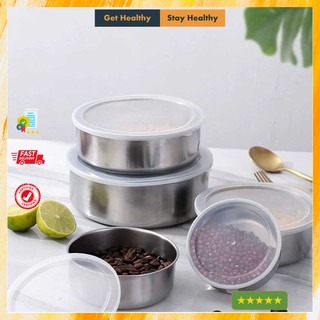 [CỰC RẺ] Set 5 Bát Inox Có Nắp Đậy Silicon