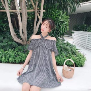 Bigsize đầm suông sọc