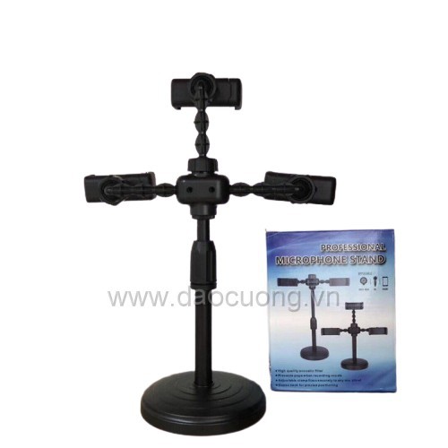 GIÁ ĐỠ KẸP 3 ĐIỆN THOẠI CHÂN TRÒN ĐỂ BÀN CHẮC CHẮN TIỆN DÙNG LIVESTREAM HỌC HỌP HỘI THẢO GIẢNG DẠY ONLINE