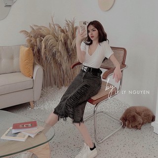 Chân Váy Jeans Rách Gối