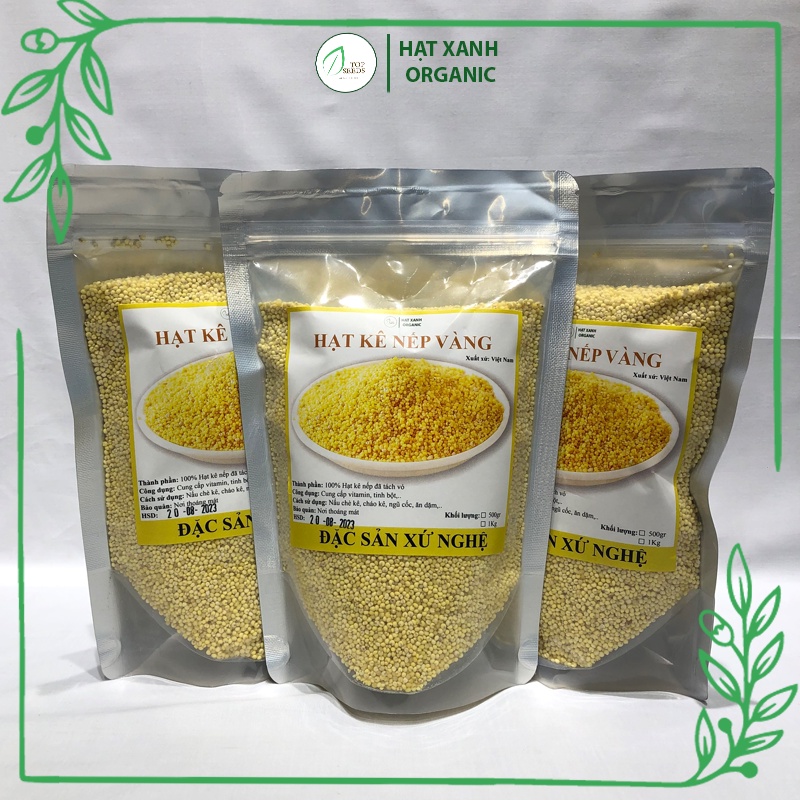 Hạt Kê Nếp Vàng Đã Tách vỏ Đặc Sản Nghệ An Bao Dẻo Nấu Bánh Kê, Chè Kê, Cháo Kê 500g cho bé ăn dặm