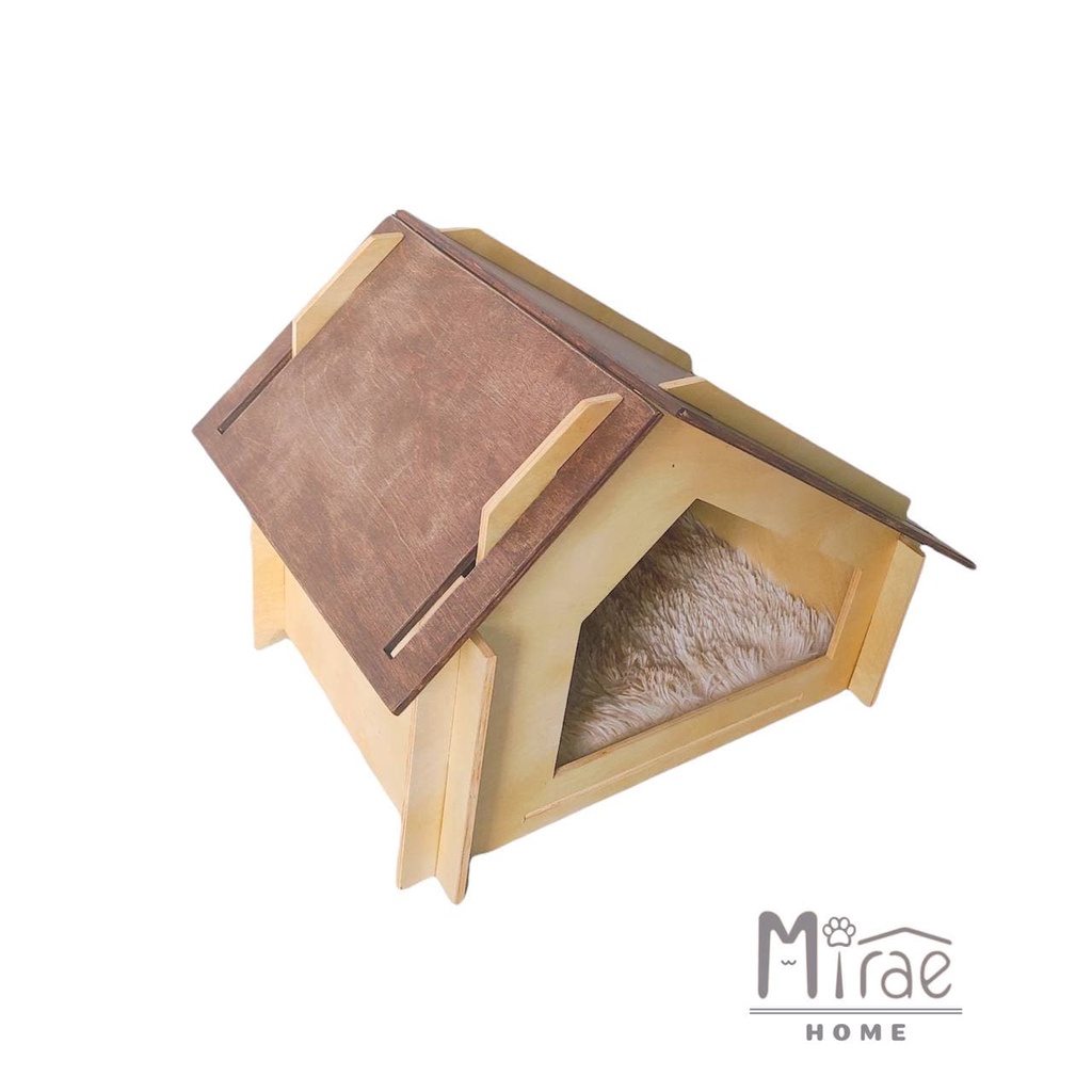 Nhà mèo, ổ mèo, ổ nằm gỗ MDF nhập khẩu cao cấp, dễ lắp ghép Size to phù hợp mèo 1-6kg Mirae Home MHCHPL03
