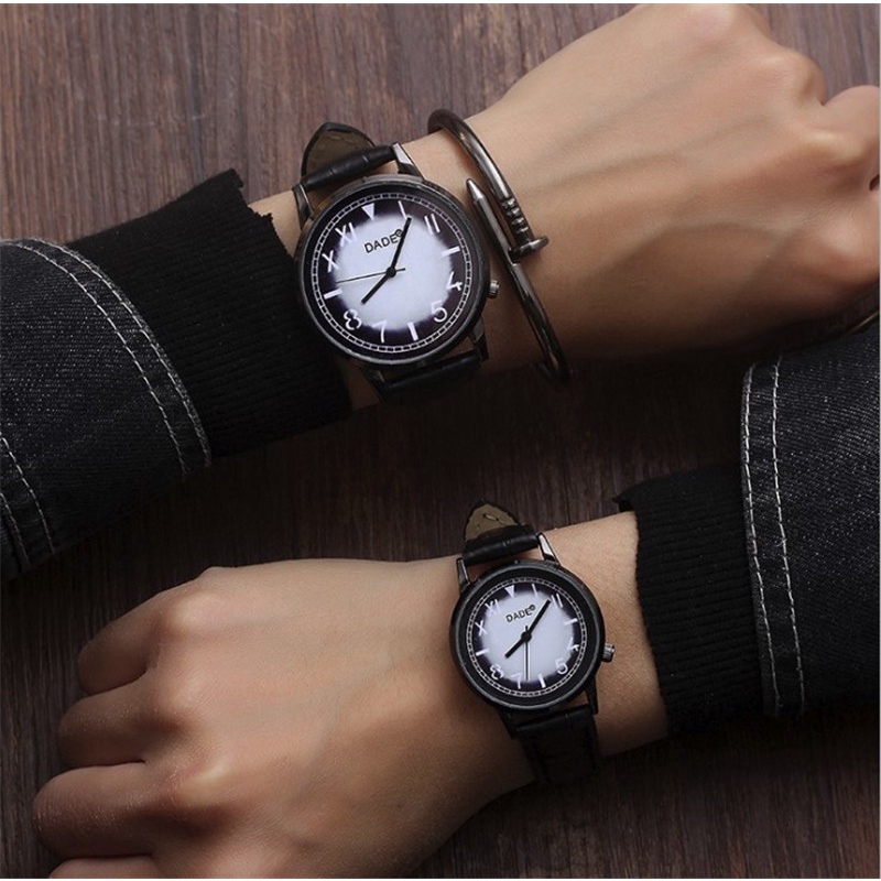 Đồng Hồ Nam Nữ Cặp Đôi Dade Mặt Tròn Thời Trang Phong Cách Ulzzang - Hazo