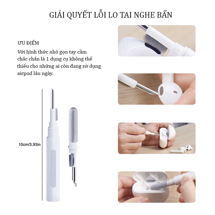 BÚT VỆ SINH TAI NGHE AIRPOD CÔNG DỤNG 3 TRONG 1 | EZ.MARKET