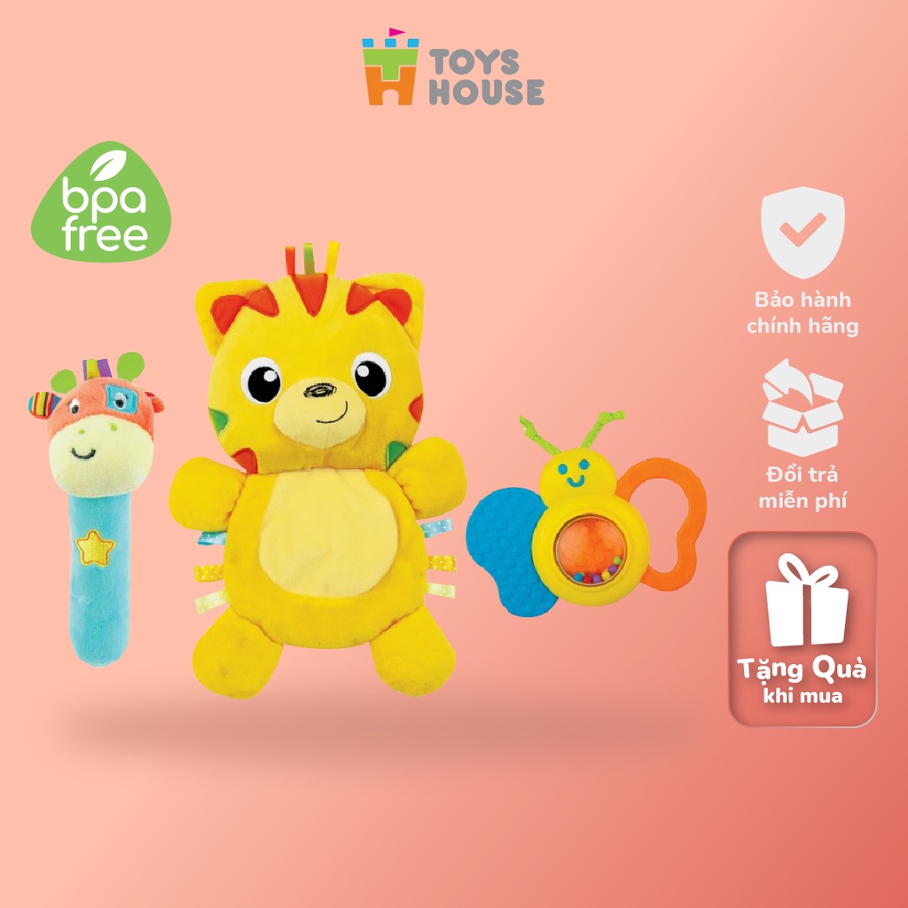 Set 3 đồ chơi cho bé cầm tay xúc xắc chíp chíp - gặm nướu hổ gặm nướu sột soạt Winfun 3027