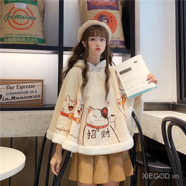 Áo choàng tai mèo có nón xinh xắn dễ thương dành cho nữ | BigBuy360 - bigbuy360.vn