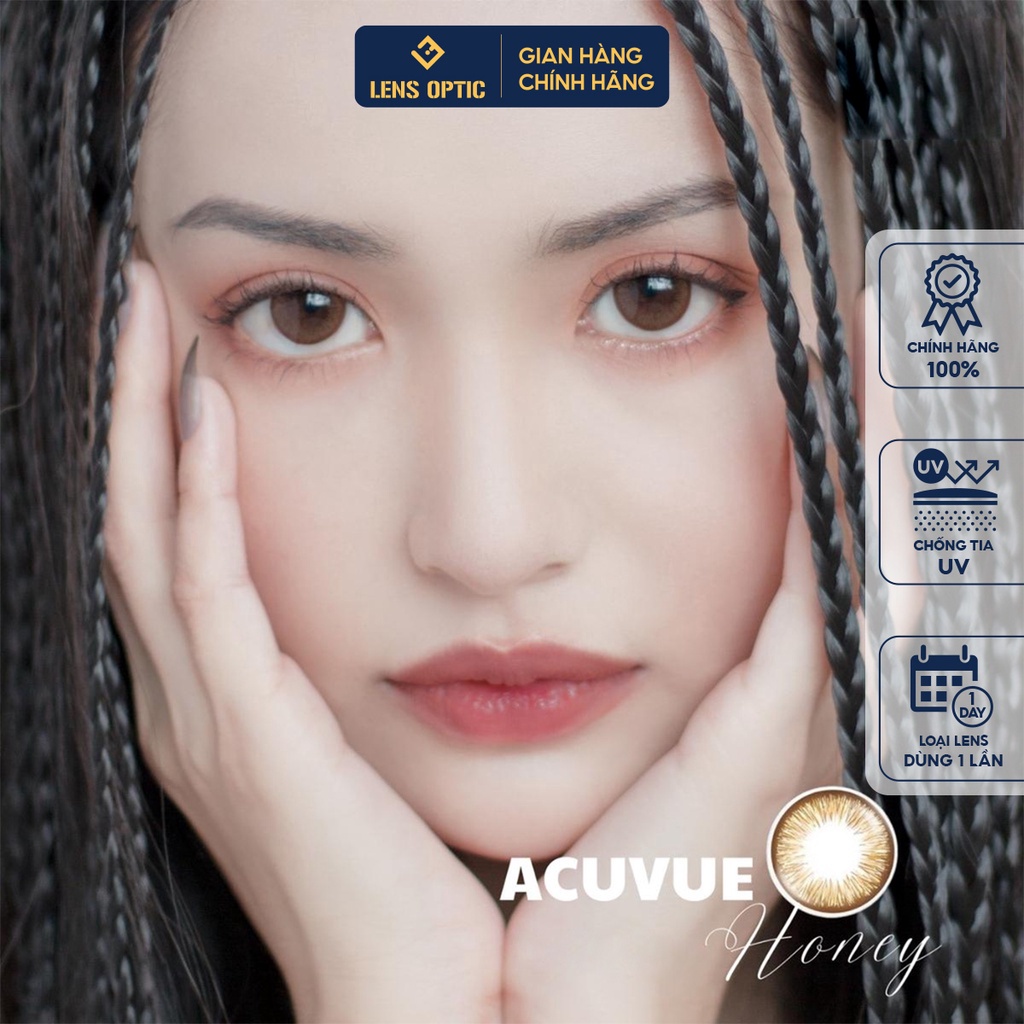 Kính áp tròng 1 ngày ACUVUE Define Fresh Honey màu nâu tây có độ cho mắt