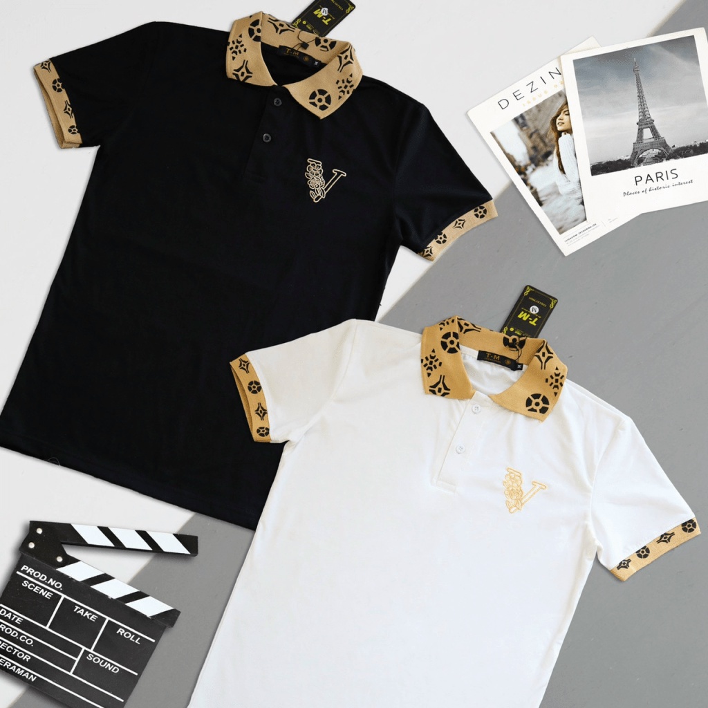 Áo Thun Nam Cổ Trụ Phối Hình In Cổ Tay Ngắn Chất Cotton Mềm Mịn Chuẩn Dáng Men [NEW UNISEX]