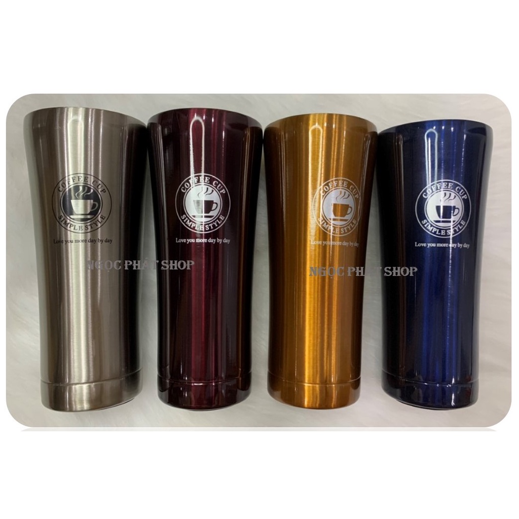 Ly Cafe Giữ Nhiệt SZM 500ml, Inox 304  [tặng kèm combo 2 ống hút inox và dụng cụ vệ sinh ống hút]