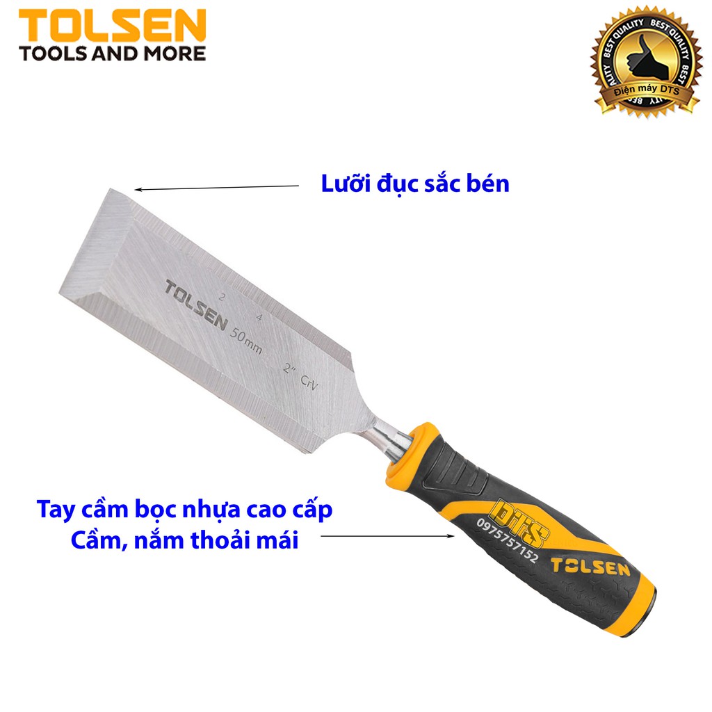Đục gỗ mũi dẹt cầm tay chuẩn công nghiệp TOLSEN 50mm (2 inch) - Tiêu chuẩn xuất khẩu Châu Âu