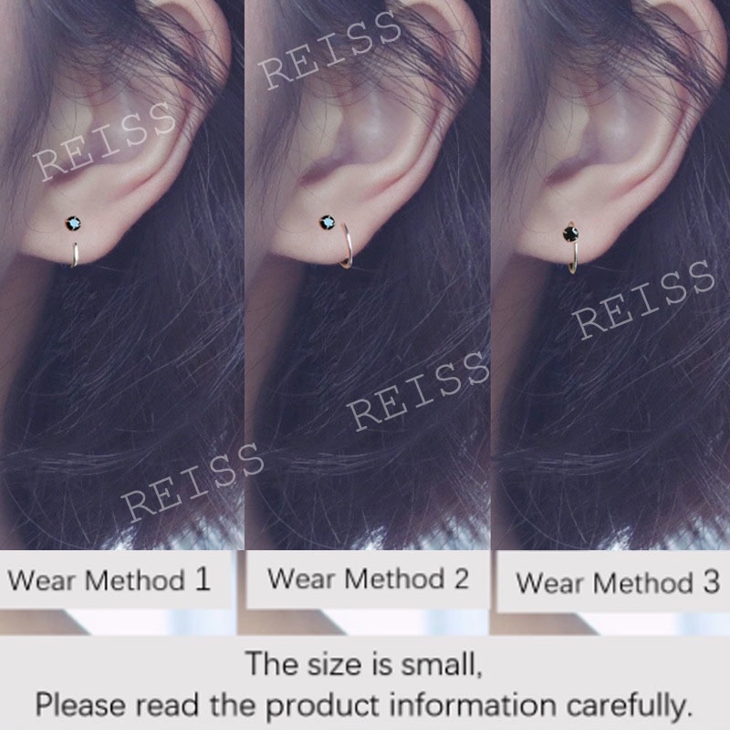 HUGGIES 1 Đôi Bông Tai Mạ Bạc 925 Đính Đá Zircon Dạng Xoắn Không Gây Dị Ứng