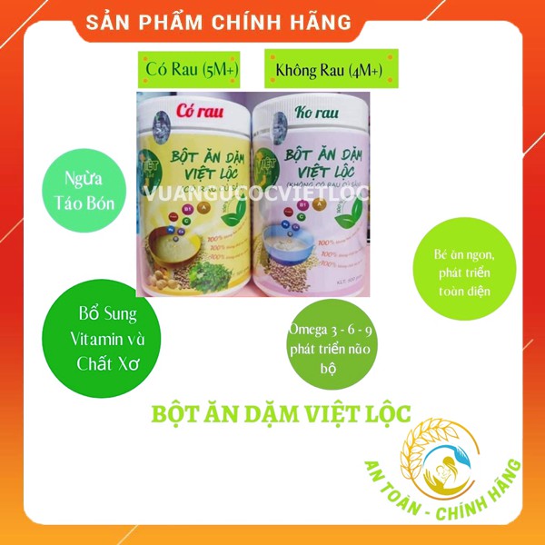[FREESHIP+MÃ GIẢM GIÁ] Bột ăn dặm Việt Lộc sản phẩm chính hãng, bột ăn dặm Việt Lộc an toàn đầy đủ dinh dưỡng cho bé