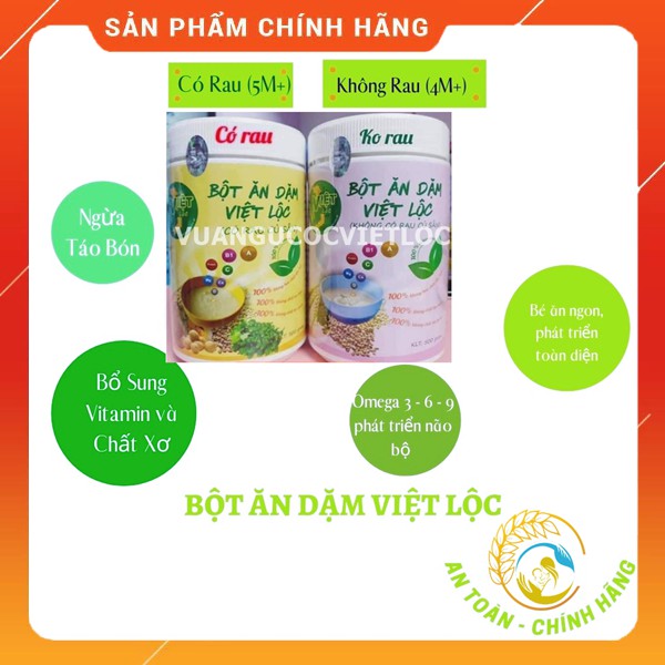 Bột ăn dặm Việt Lộc sản phẩm chính hãng, bột ăn dặm Việt Lộc an toàn đầy đủ dinh dưỡng cho bé
