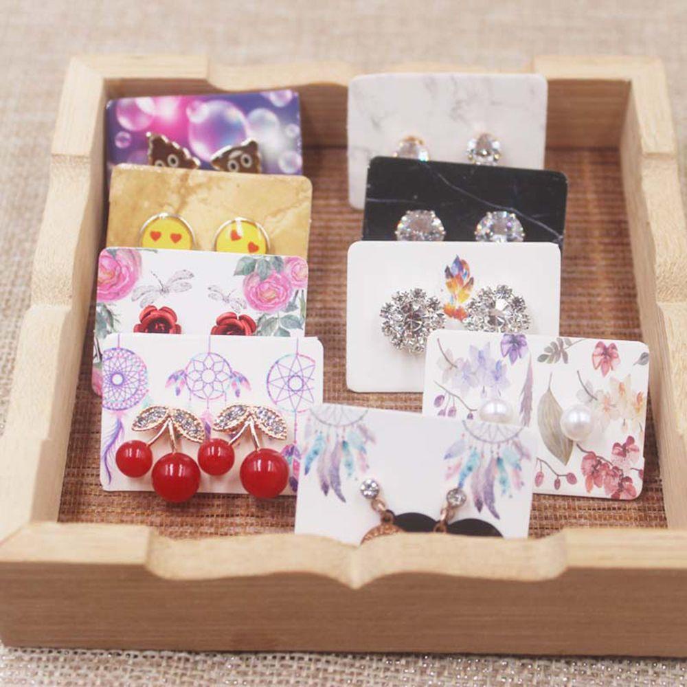 CACTU 100PCS 3.5*2.5cm Jewelry Display Boardcard DIY Accessories Ear Stud Earring Package Card Gift Kraft Paper Multicolor Packing Tag Flower Pattern