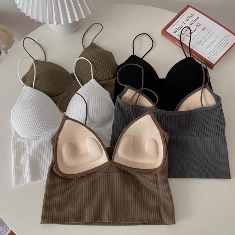 👙 Áo Bra Nữ Softie 2 Dây Mảnh Cổ V Dáng Lửng Có Đệm Ngực Trend Mới 1833 👙