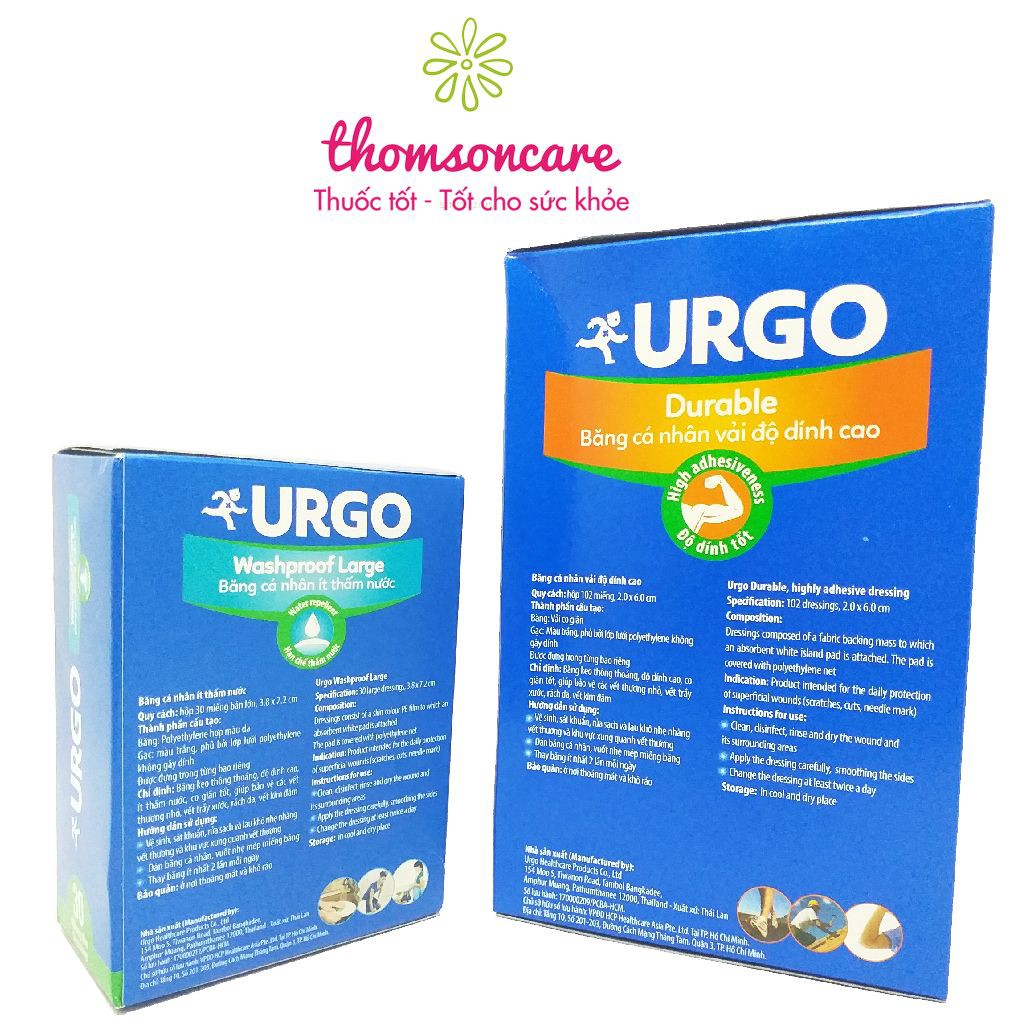 Băng cá nhân vải độ dính cao Urgo - Bảo vệ vết thương, ngăn ngừa nhiễm trùng